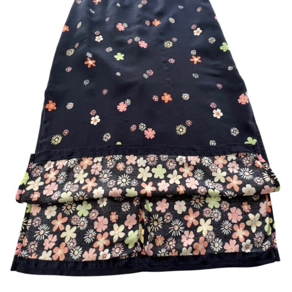 🌟VINTAGE🌟 Christopher&Banks Maxi Skirt with Side Slits And 60's Retro Flowers - Picture 8 of 16